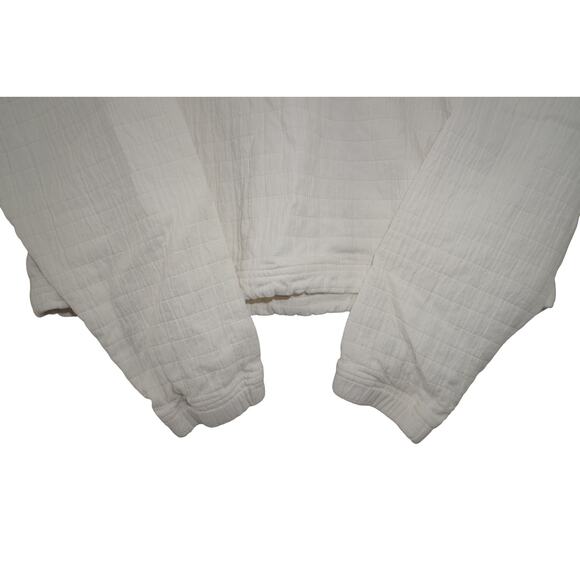 Kith Women’s Quilted Half Zip Pullover XS White Cotton Drawstring Hem Minimalist - Picture 6 of 8